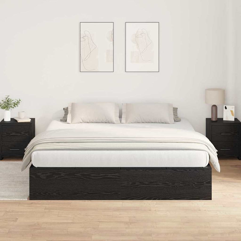 vidaXL Ágykeret tárolóval Musta tammi 200 x 200 cm Faanyag