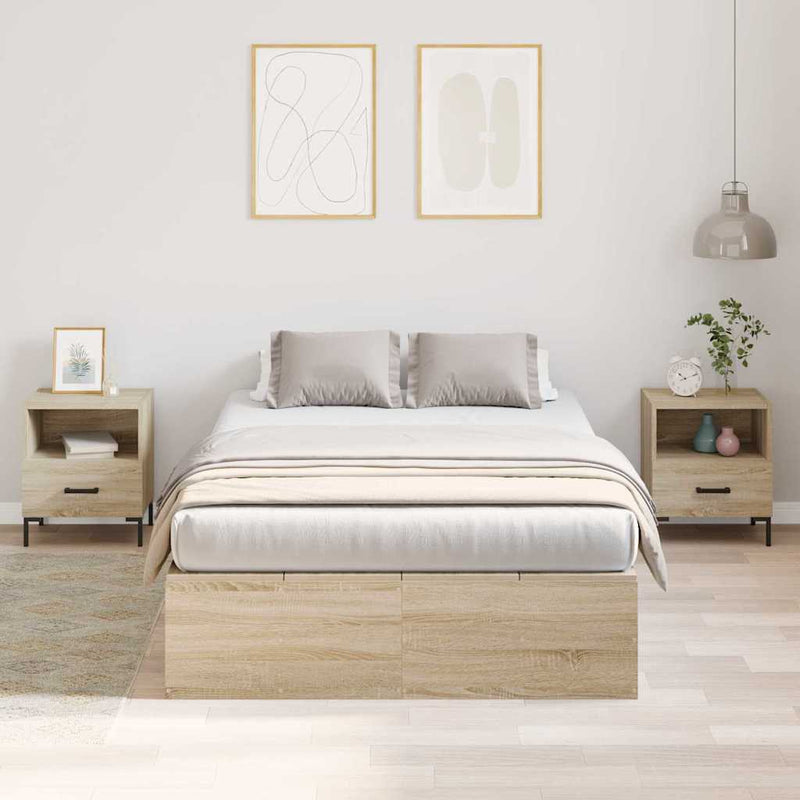 vidaXL Ágykeret tárolóval sonoma tölgy 120 x 200 cm Faanyag