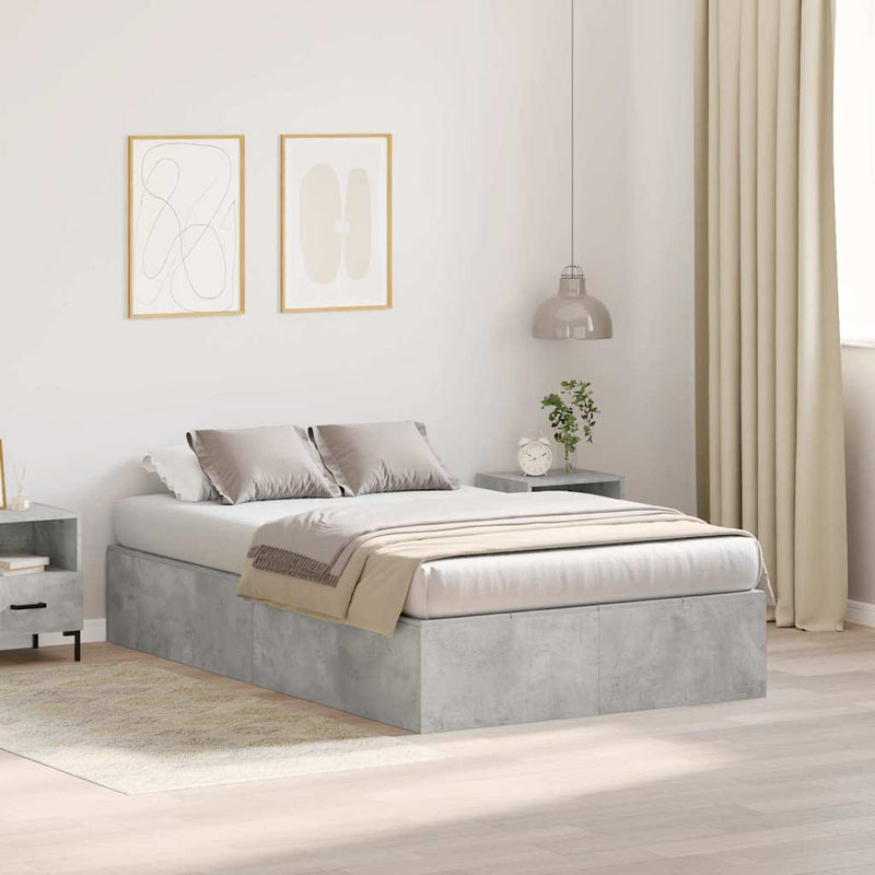 vidaXL Ágykeret tárolóval Beton szürke 120 x 200 cm Faanyag