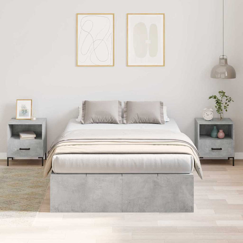 vidaXL Ágykeret tárolóval Beton szürke 120 x 200 cm Faanyag