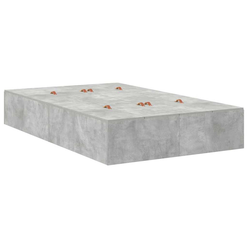 vidaXL Ágykeret tárolóval Beton szürke 120 x 200 cm Faanyag