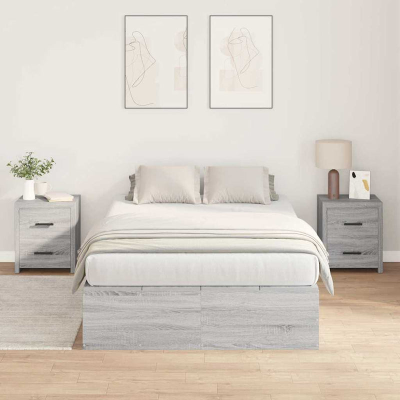 vidaXL Ágykeret tárolóval Szürke sonoma 120 x 200 cm Faanyag