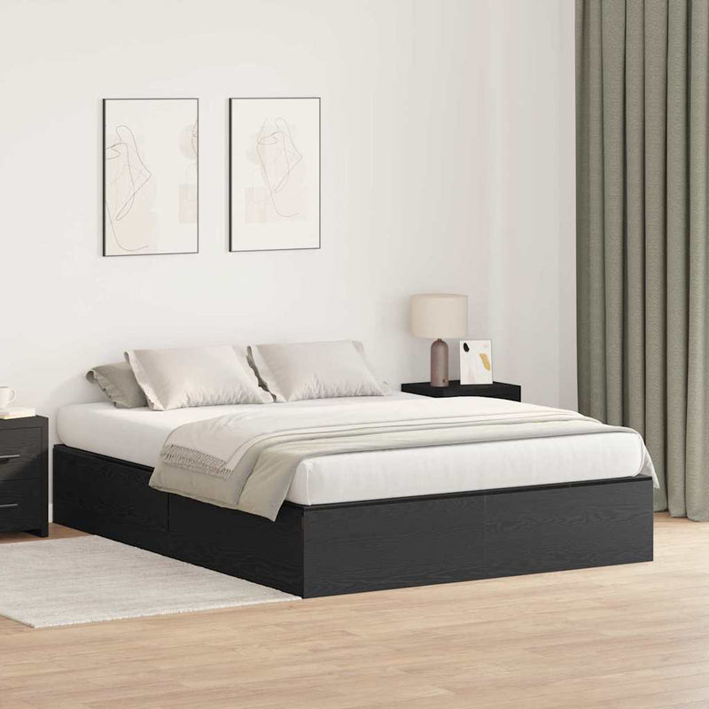 vidaXL Ágykeret tárolóval Musta tammi 200 x 200 cm Faanyag
