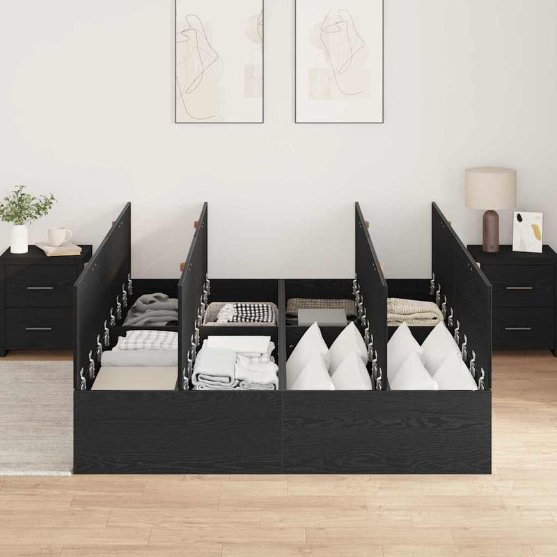 vidaXL Ágykeret tárolóval Musta tammi 200 x 200 cm Faanyag