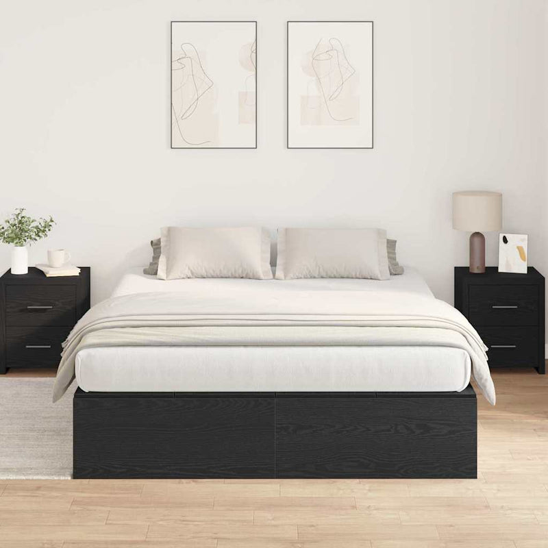 vidaXL Ágykeret tárolóval Musta tammi 200 x 200 cm Faanyag