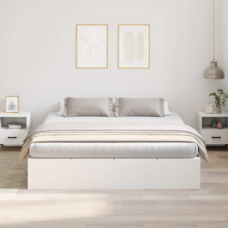 vidaXL Ágykeret tárolóval Fehér 200 x 180 x 31.5 cm Faanyag