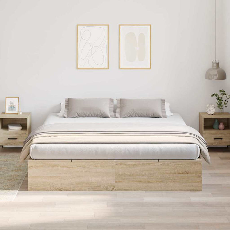 vidaXL Ágykeret tárolóval sonoma tölgy 180 x 200 cm Faanyag