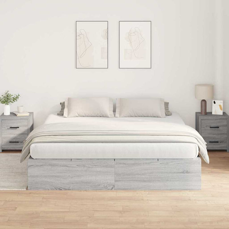 vidaXL Ágykeret tárolóval Szürke sonoma 180 x 200 cm Faanyag