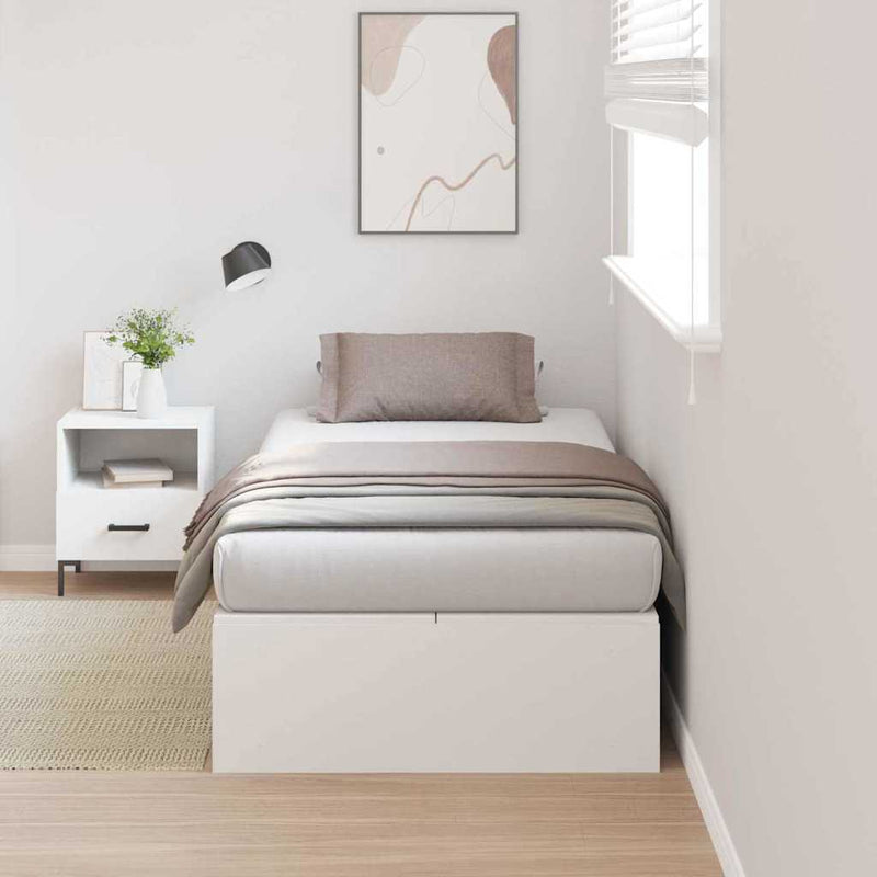 vidaXL Ágykeret tárolóval Fehér 90 x 190 cm Faanyag