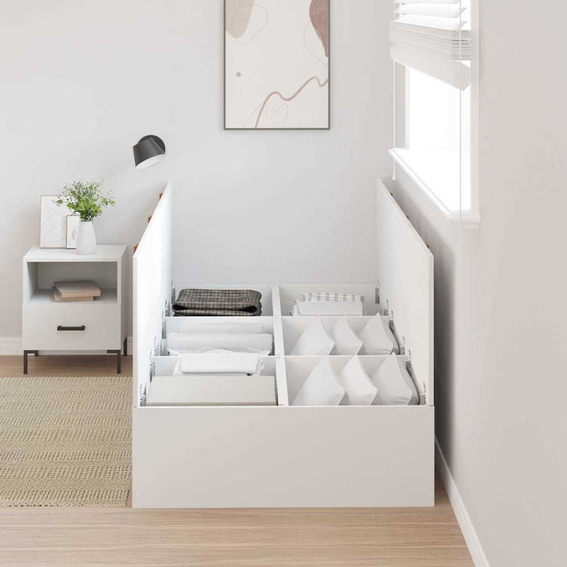 vidaXL Ágykeret tárolóval Fehér 90 x 190 cm Faanyag
