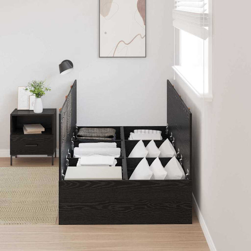 vidaXL Ágykeret tárolóval Musta tammi 75 x 190 cm Faanyag