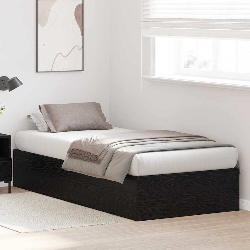 vidaXL Ágykeret tárolóval Musta tammi 75 x 190 cm Faanyag