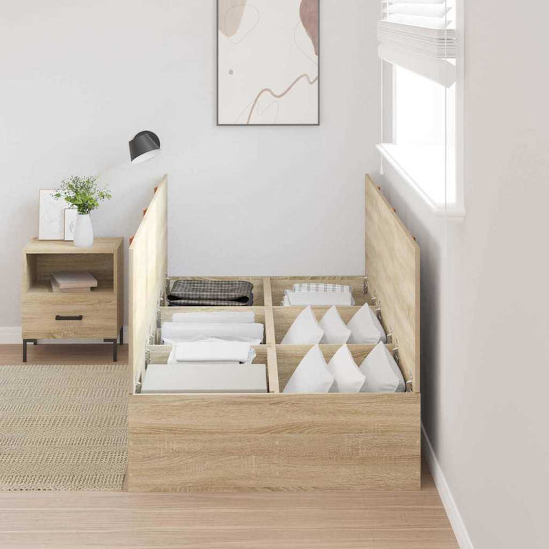 vidaXL Ágykeret tárolóval sonoma tölgy 75 x 190 cm Faanyag