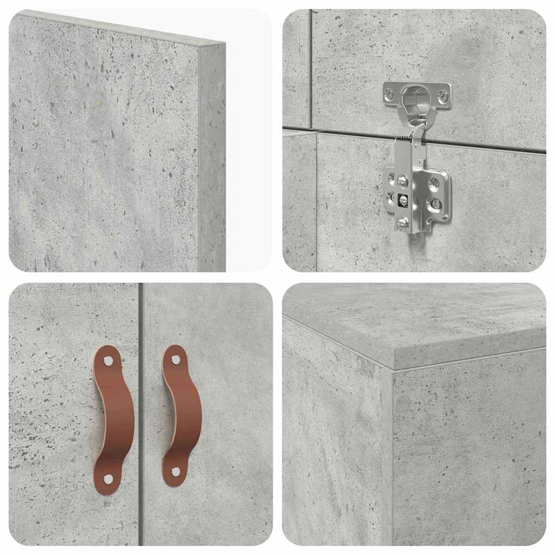 vidaXL Ágykeret tárolóval Beton szürke 75 x 190 cm Faanyag