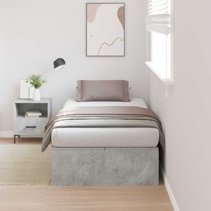 vidaXL Ágykeret tárolóval Beton szürke 75 x 190 cm Faanyag