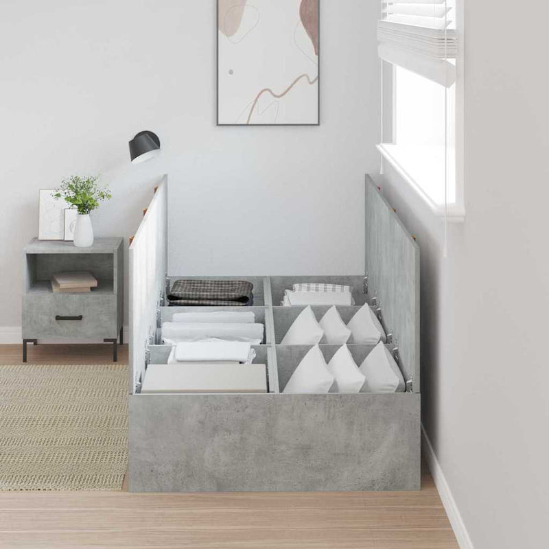 vidaXL Ágykeret tárolóval Beton szürke 75 x 190 cm Faanyag