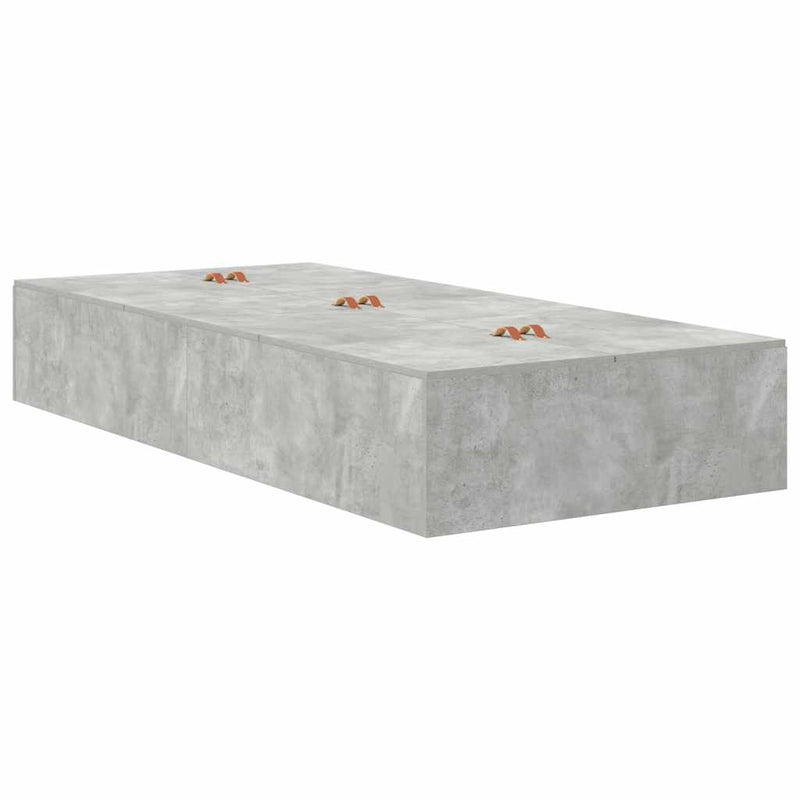 vidaXL Ágykeret tárolóval Beton szürke 75 x 190 cm Faanyag