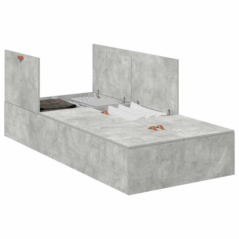 vidaXL Ágykeret tárolóval Beton szürke 75 x 190 cm Faanyag