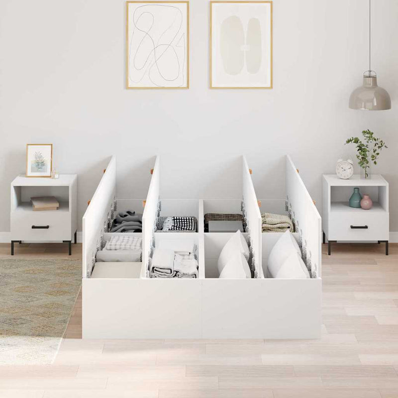 vidaXL Ágykeret tárolóval Fehér 120 x 190 cm Faanyag