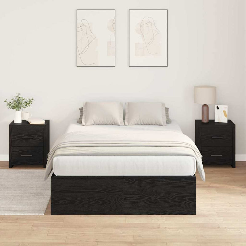 vidaXL Ágykeret tárolóval Musta tammi 120 x 190 cm Faanyag
