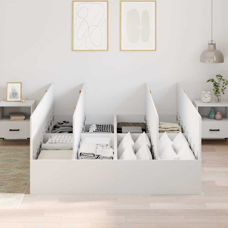 vidaXL Ágykeret tárolóval Fehér 140 x 190 cm Faanyag