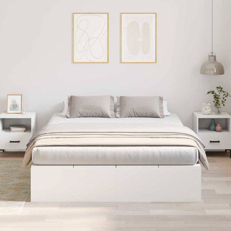 vidaXL Ágykeret tárolóval Fehér 140 x 190 cm Faanyag