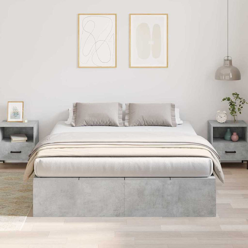 vidaXL Ágykeret tárolóval Beton szürke 135 x 190 cm Faanyag