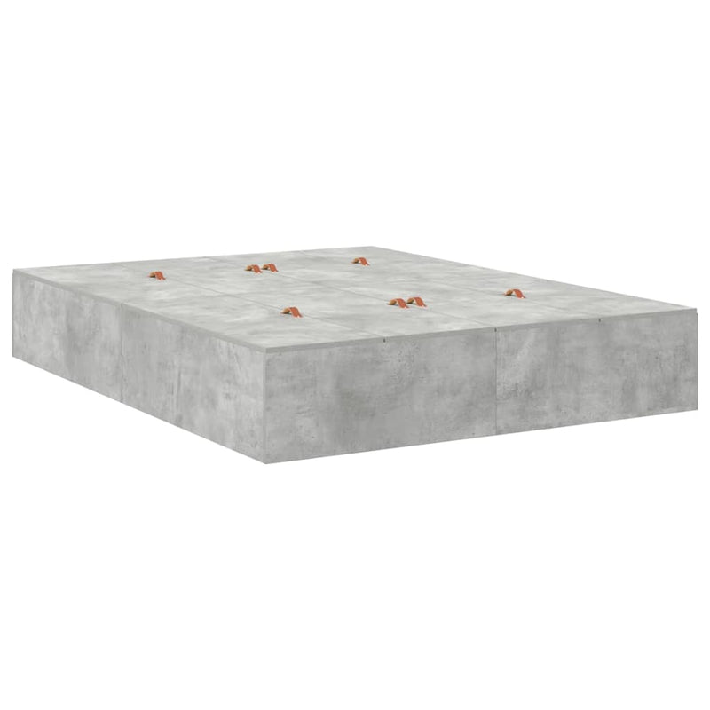 vidaXL Ágykeret tárolóval Beton szürke 135 x 190 cm Faanyag