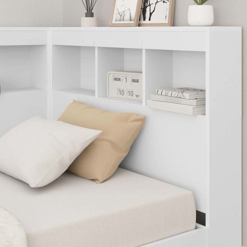vidaXL Tároló fejtámla polcokkal fejtámlával Fehér 80 cm Faanyag