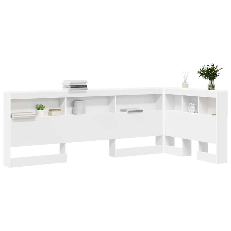 vidaXL Tároló fejtámla polcokkal fejtámlával Fehér 80 cm Faanyag