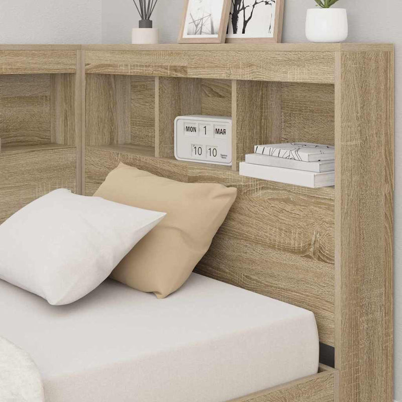 vidaXL Tároló fejtámla polcokkal tárolóval sonoma tölgy 80 cm Faanyag