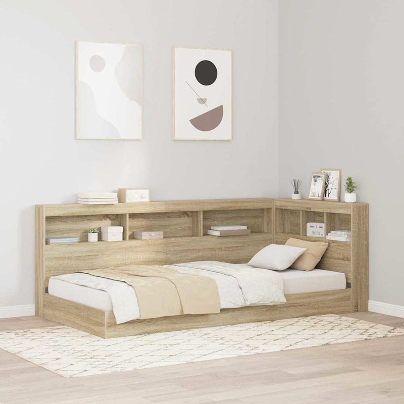 vidaXL Tároló fejtámla polcokkal tárolóval sonoma tölgy 80 cm Faanyag