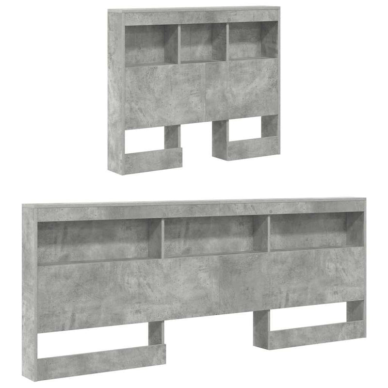 vidaXL Tároló fejtámla polcokkal tárolóval Beton szürke 80 cm Faanyag