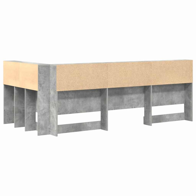 vidaXL Tároló fejtámla polcokkal tárolóval Beton szürke 80 cm Faanyag