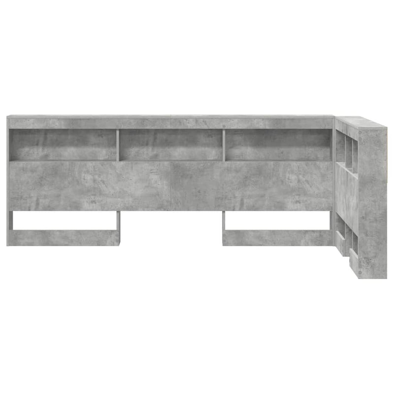 vidaXL Tároló fejtámla polcokkal tárolóval Beton szürke 80 cm Faanyag