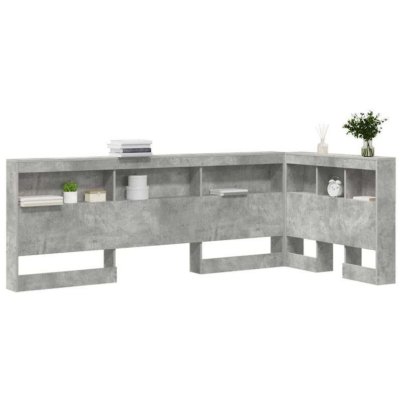 vidaXL Tároló fejtámla polcokkal tárolóval Beton szürke 80 cm Faanyag