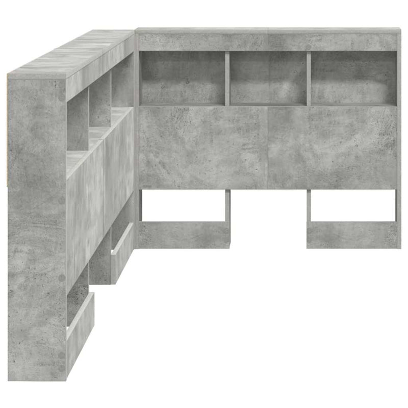 vidaXL Tároló fejtámla polcokkal tárolóval Beton szürke 80 cm Faanyag