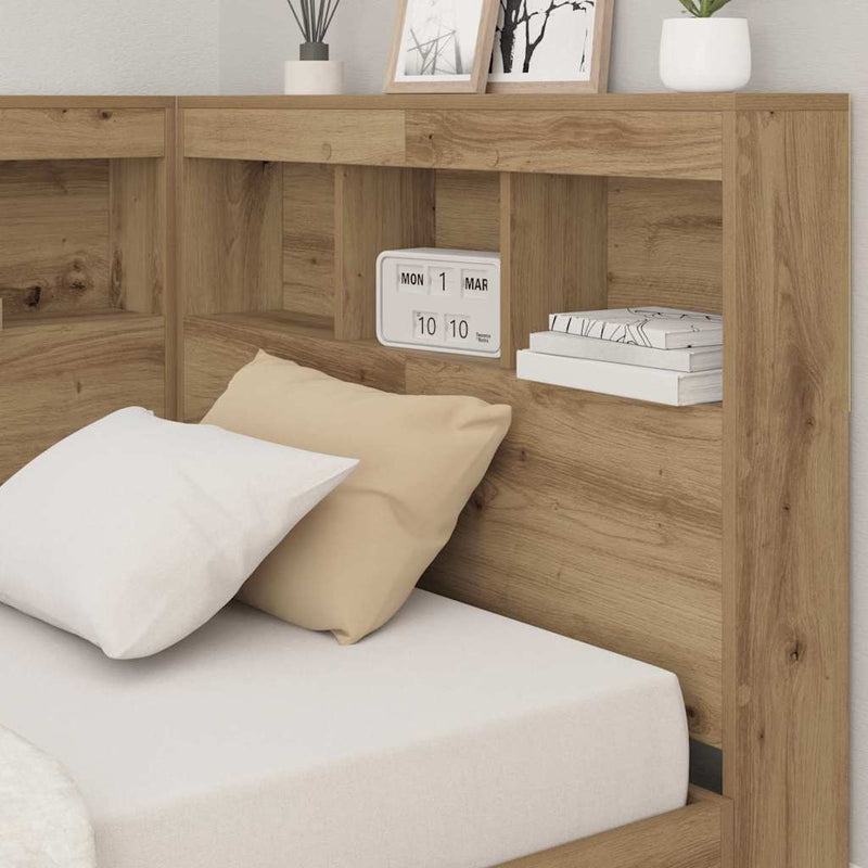 vidaXL Tároló fejtámla polcokkal kézműves tölgy 80 cm Faanyag