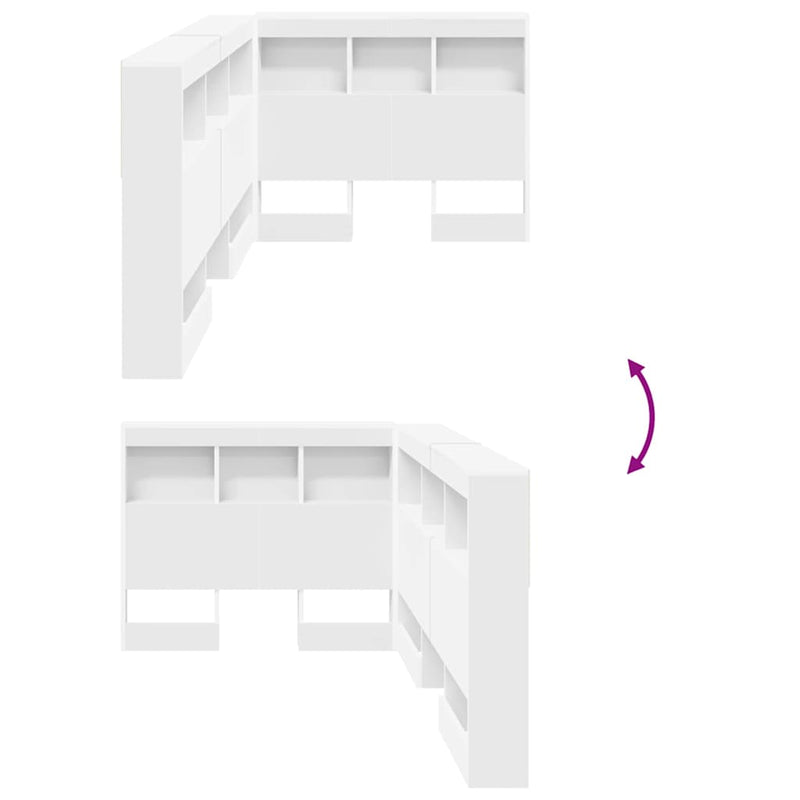 vidaXL Tároló fejtámla polcokkal fejtámlával Fehér 90 cm Faanyag