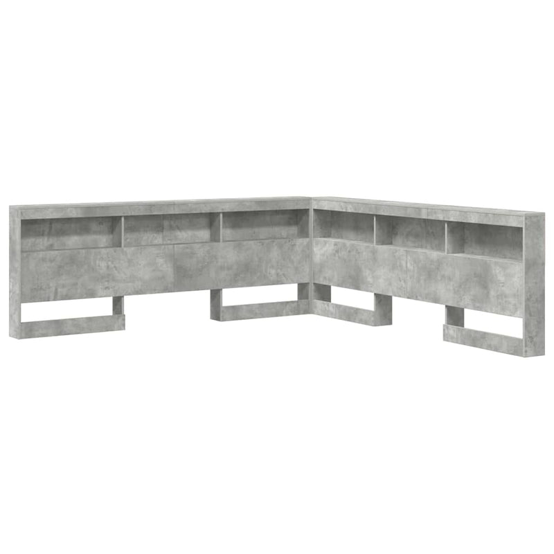 vidaXL Tároló fejtámla polcokkal tárolóval Beton szürke 200 cm Faanyag
