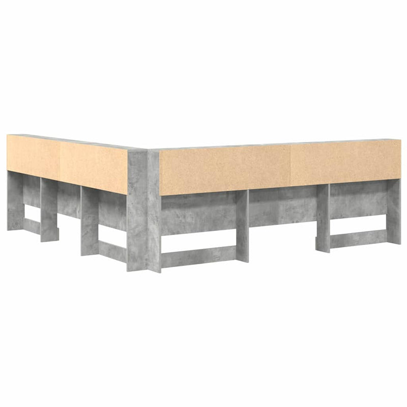 vidaXL Tároló fejtámla polcokkal tárolóval Beton szürke 200 cm Faanyag