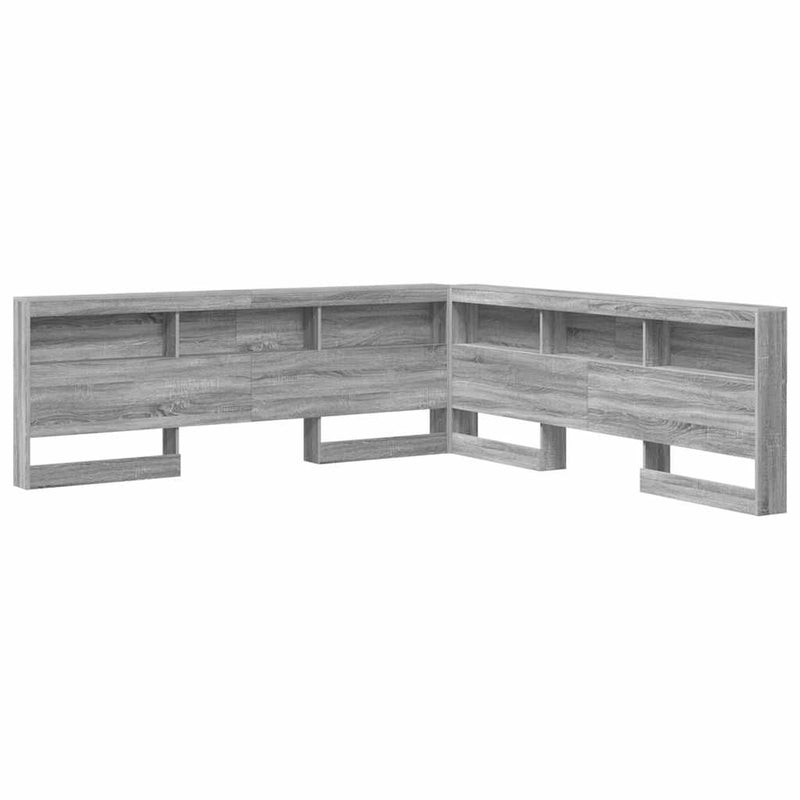 vidaXL Tároló fejtámla polcokkal Szürke sonoma 200 cm Faanyag