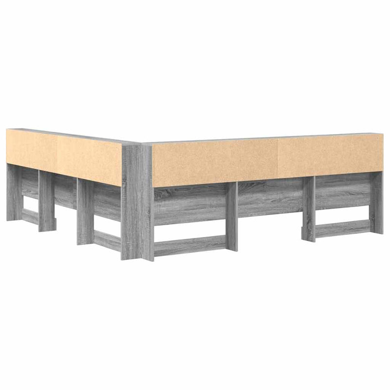 vidaXL Tároló fejtámla polcokkal Szürke sonoma 200 cm Faanyag