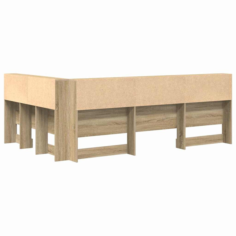 vidaXL Tároló fejtámla polcokkal tárolóval sonoma tölgy 120 cm Faanyag