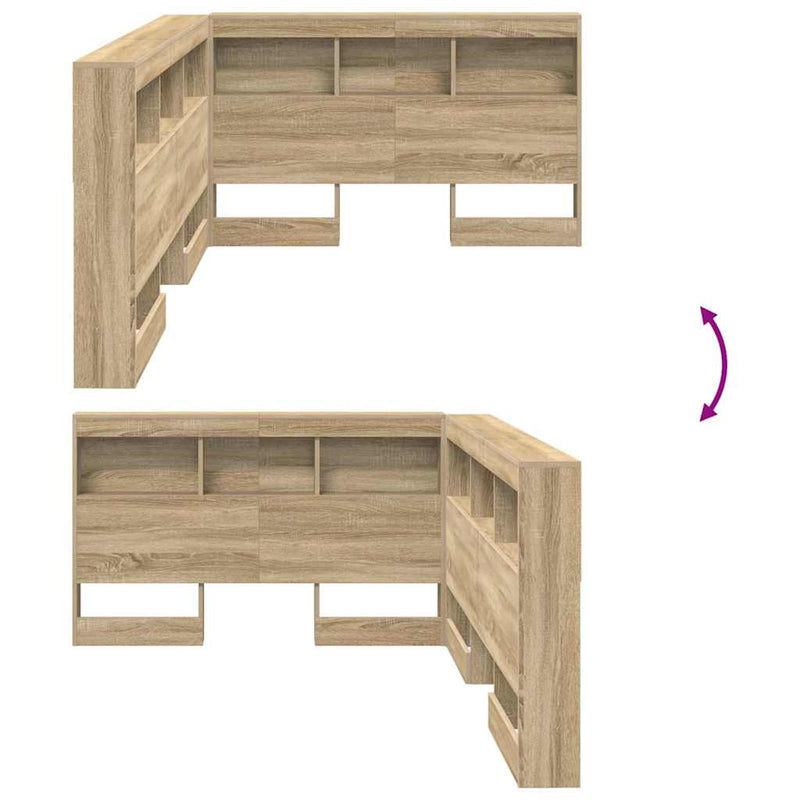 vidaXL Tároló fejtámla polcokkal tárolóval sonoma tölgy 120 cm Faanyag