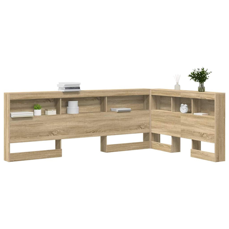 vidaXL Tároló fejtámla polcokkal tárolóval sonoma tölgy 120 cm Faanyag
