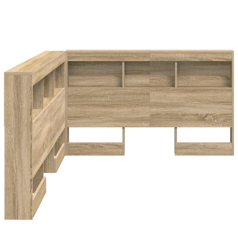 vidaXL Tároló fejtámla polcokkal tárolóval sonoma tölgy 120 cm Faanyag