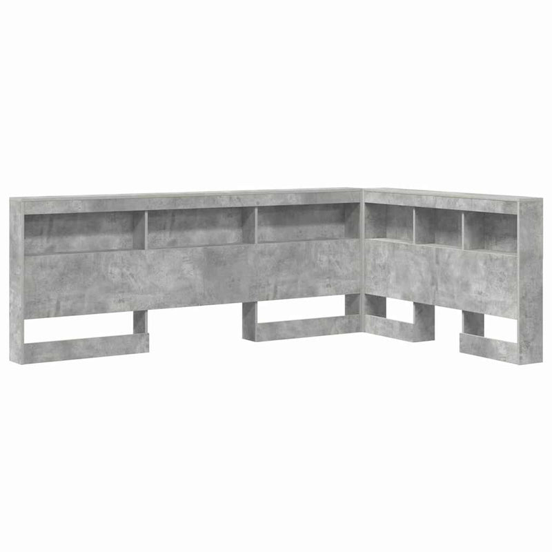 vidaXL Tároló fejtámla polcokkal tárolóval Beton szürke 120 cm Faanyag