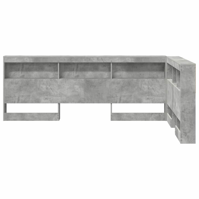 vidaXL Tároló fejtámla polcokkal tárolóval Beton szürke 120 cm Faanyag