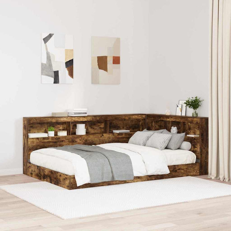 vidaXL Tároló fejtámla polcokkal Füstölt tölgy 120 cm Faanyag